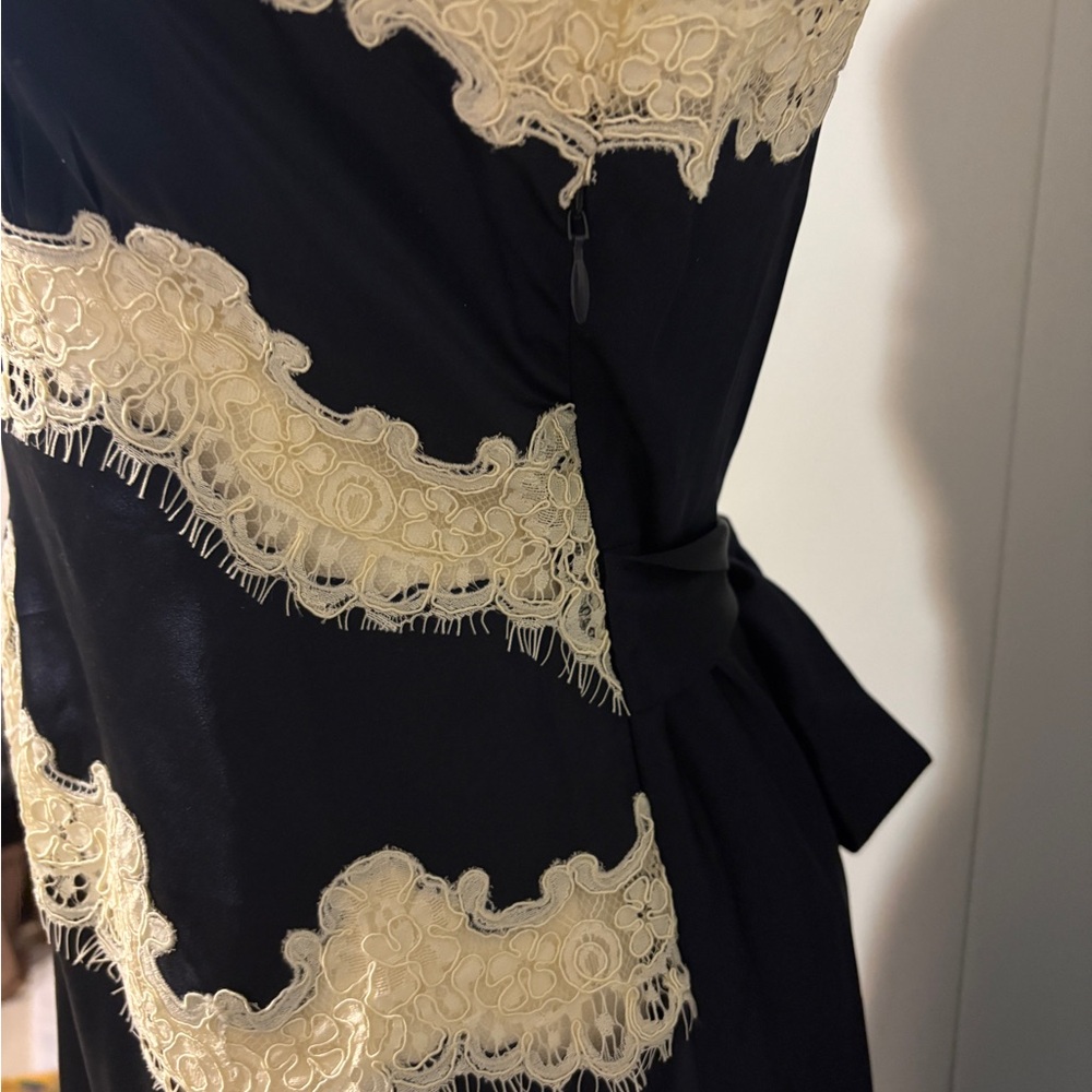 NEW Doen Obelia Navy Silk Lace Trim Dress Bias Cut Midi Romantic Luxury Small - Picture 8 of 16